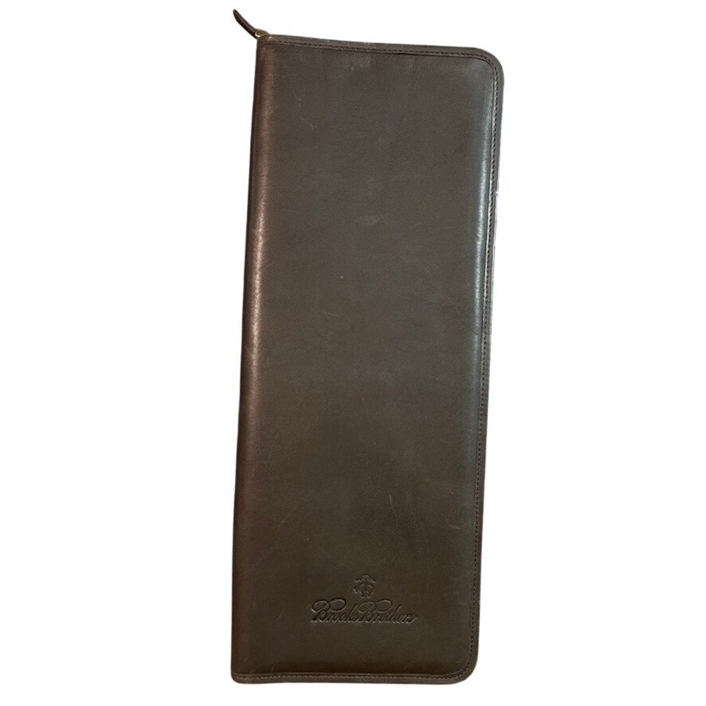 Brooks Brothers Dark Brown Leather Watch Case Roll Organizer Zipper